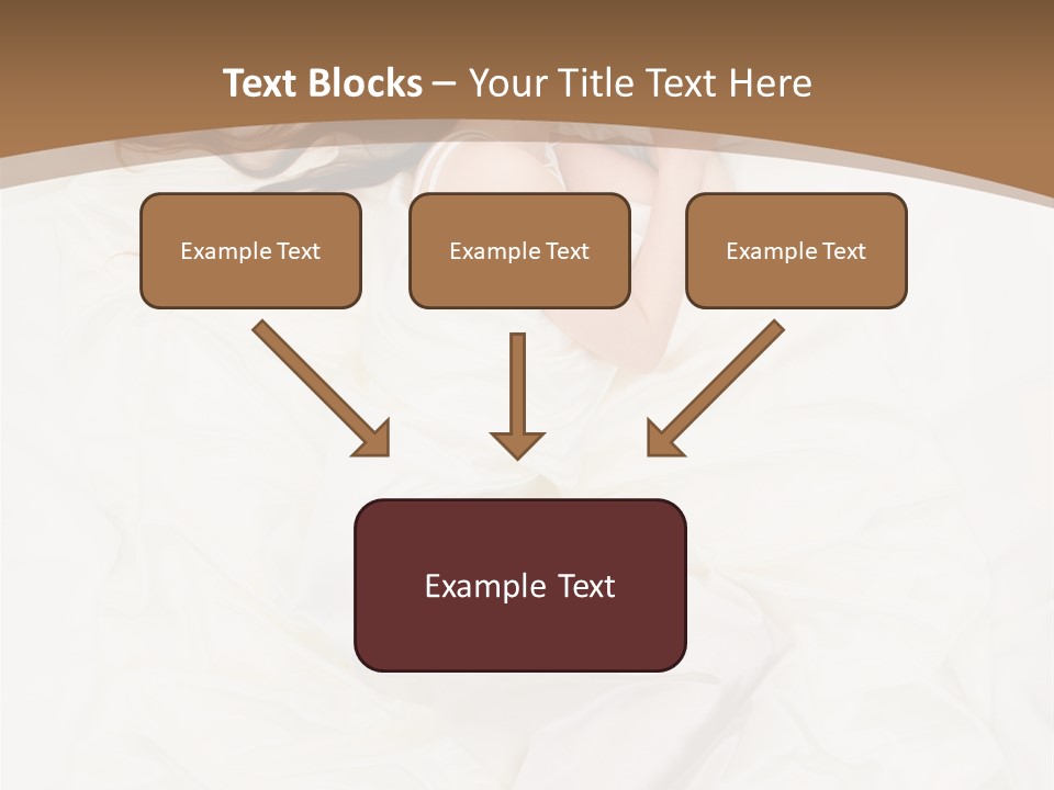 Above View Of Sleeping Woman Under White Satin Sheet PowerPoint Template