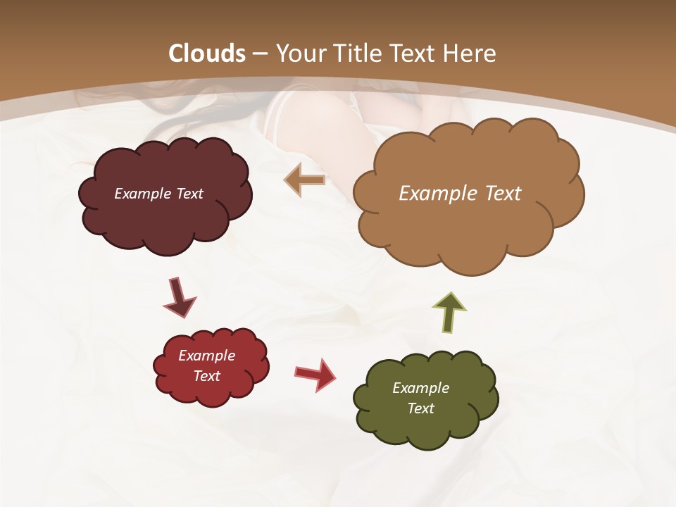 Above View Of Sleeping Woman Under White Satin Sheet PowerPoint Template