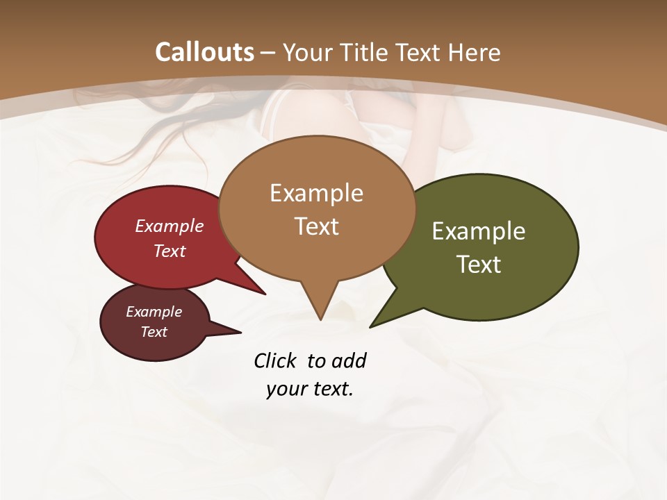 Above View Of Sleeping Woman Under White Satin Sheet PowerPoint Template