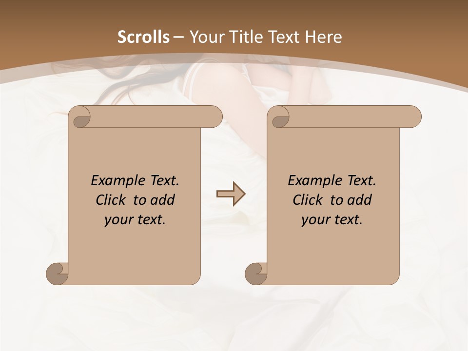 Above View Of Sleeping Woman Under White Satin Sheet PowerPoint Template