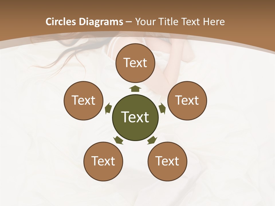 Above View Of Sleeping Woman Under White Satin Sheet PowerPoint Template