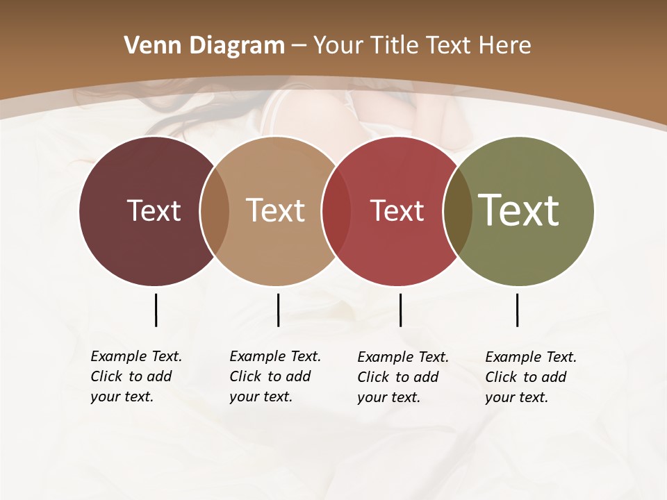 Above View Of Sleeping Woman Under White Satin Sheet PowerPoint Template