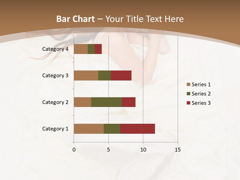 Above View Of Sleeping Woman Under White Satin Sheet PowerPoint Template