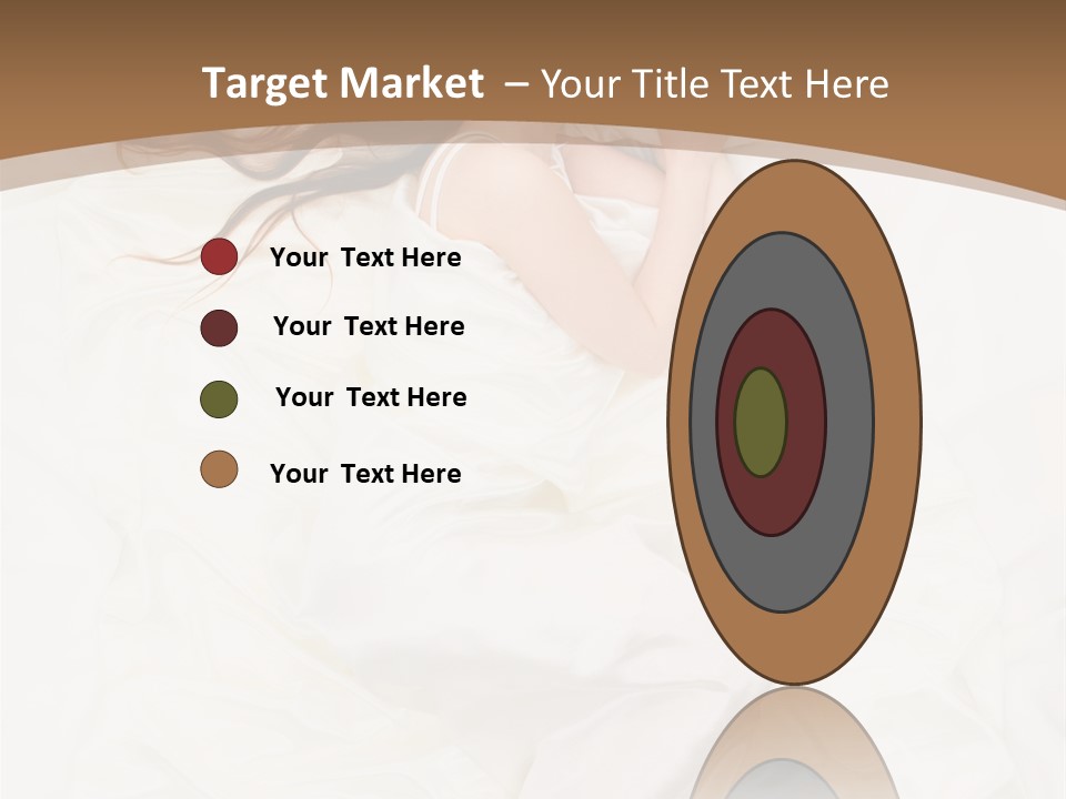 Above View Of Sleeping Woman Under White Satin Sheet PowerPoint Template