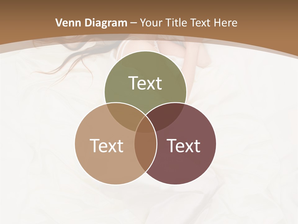 Above View Of Sleeping Woman Under White Satin Sheet PowerPoint Template