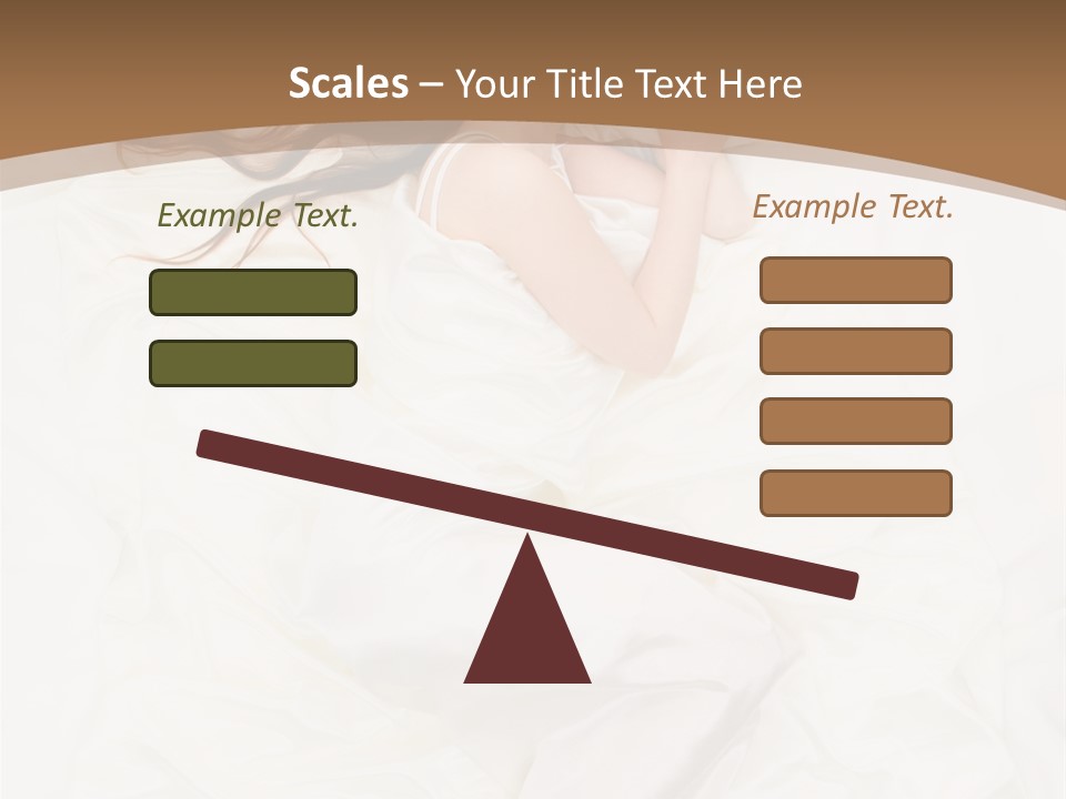 Above View Of Sleeping Woman Under White Satin Sheet PowerPoint Template