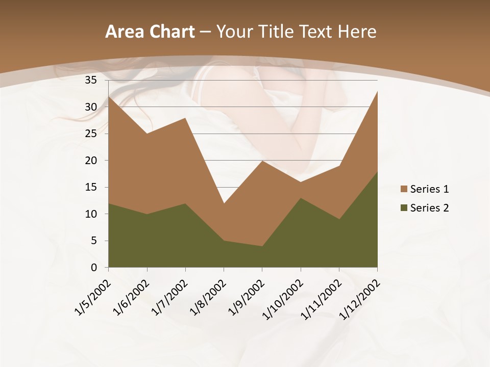 Above View Of Sleeping Woman Under White Satin Sheet PowerPoint Template