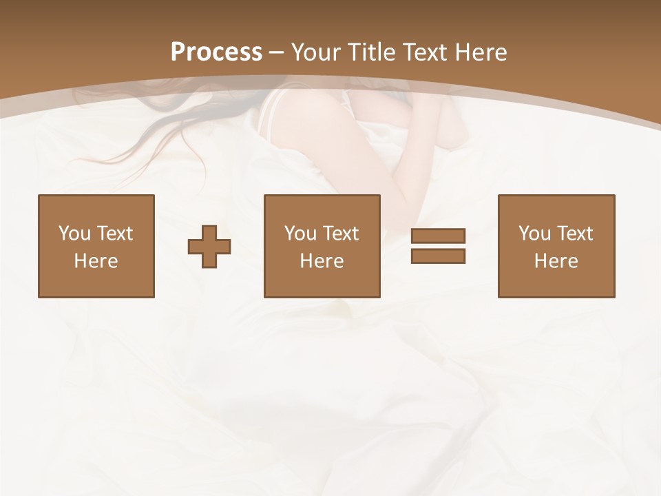 Above View Of Sleeping Woman Under White Satin Sheet PowerPoint Template