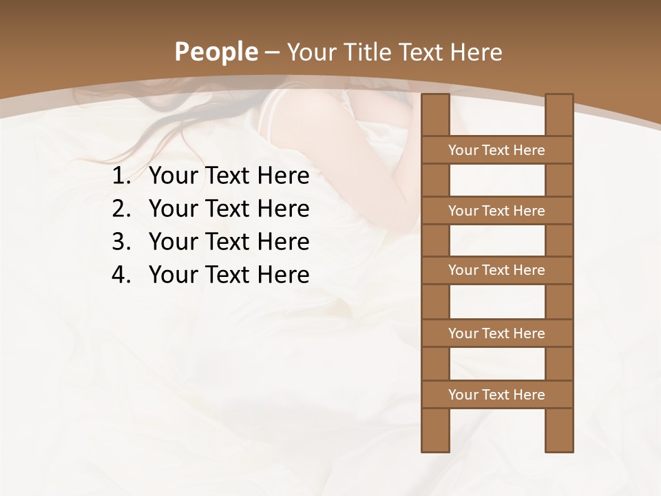 Above View Of Sleeping Woman Under White Satin Sheet PowerPoint Template