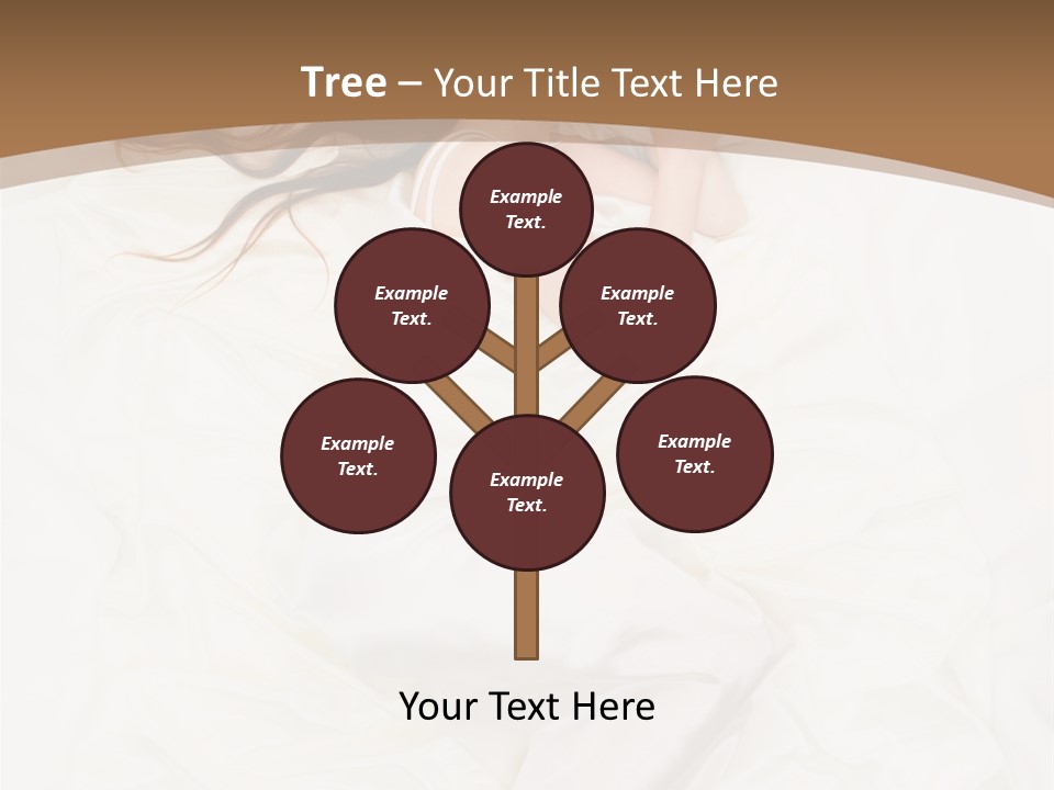 Above View Of Sleeping Woman Under White Satin Sheet PowerPoint Template