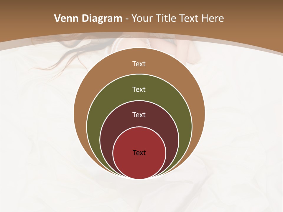 Above View Of Sleeping Woman Under White Satin Sheet PowerPoint Template