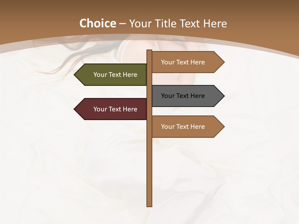 Above View Of Sleeping Woman Under White Satin Sheet PowerPoint Template