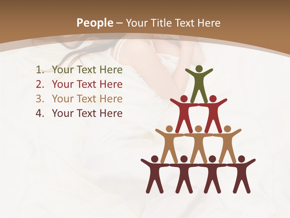 Above View Of Sleeping Woman Under White Satin Sheet PowerPoint Template