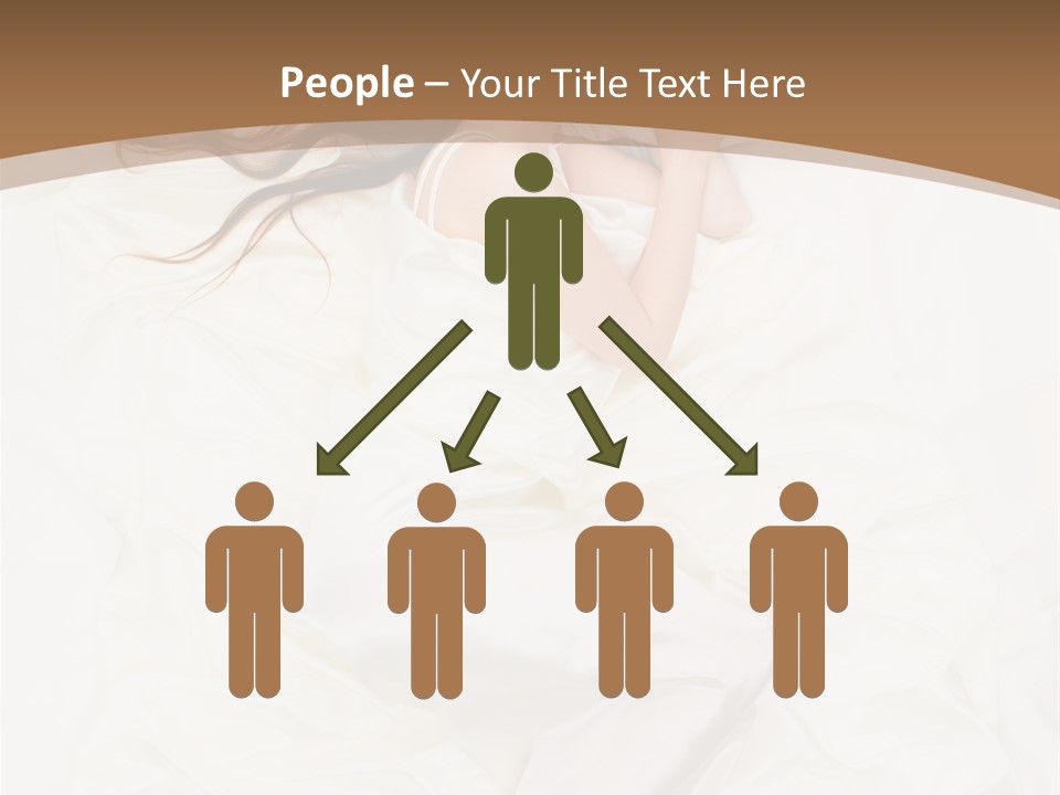 Above View Of Sleeping Woman Under White Satin Sheet PowerPoint Template