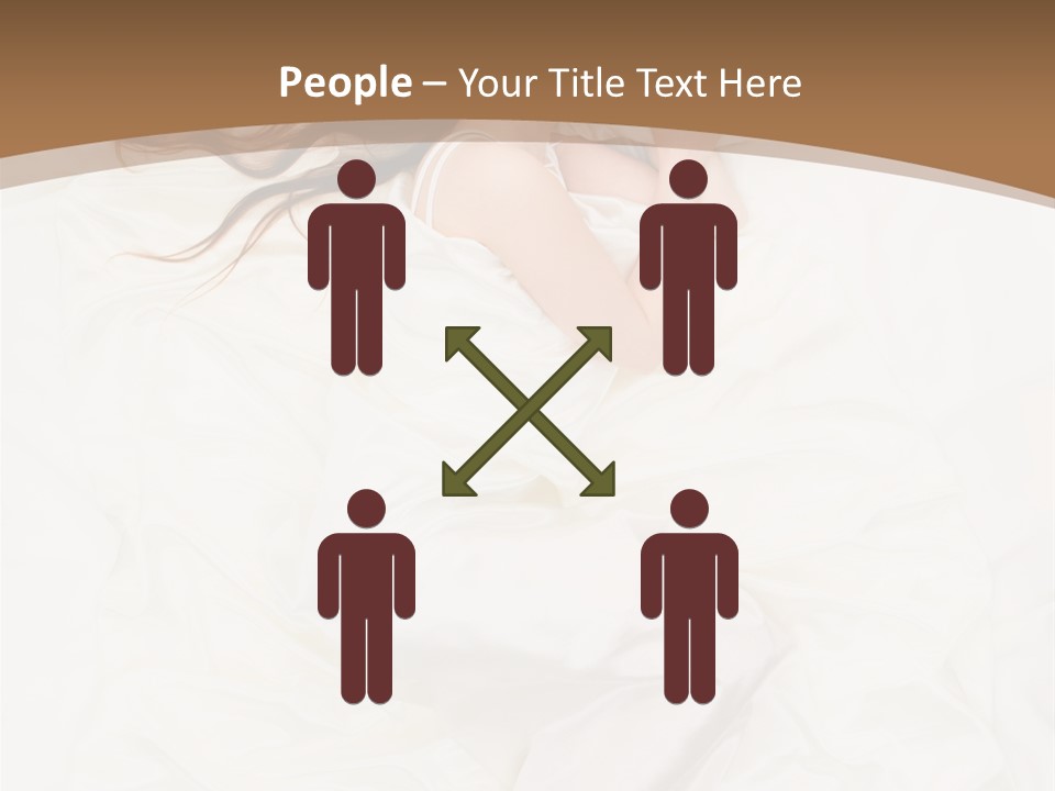 Above View Of Sleeping Woman Under White Satin Sheet PowerPoint Template