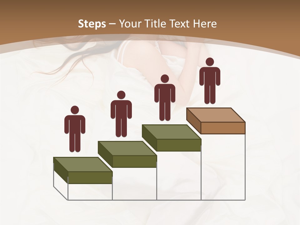 Above View Of Sleeping Woman Under White Satin Sheet PowerPoint Template