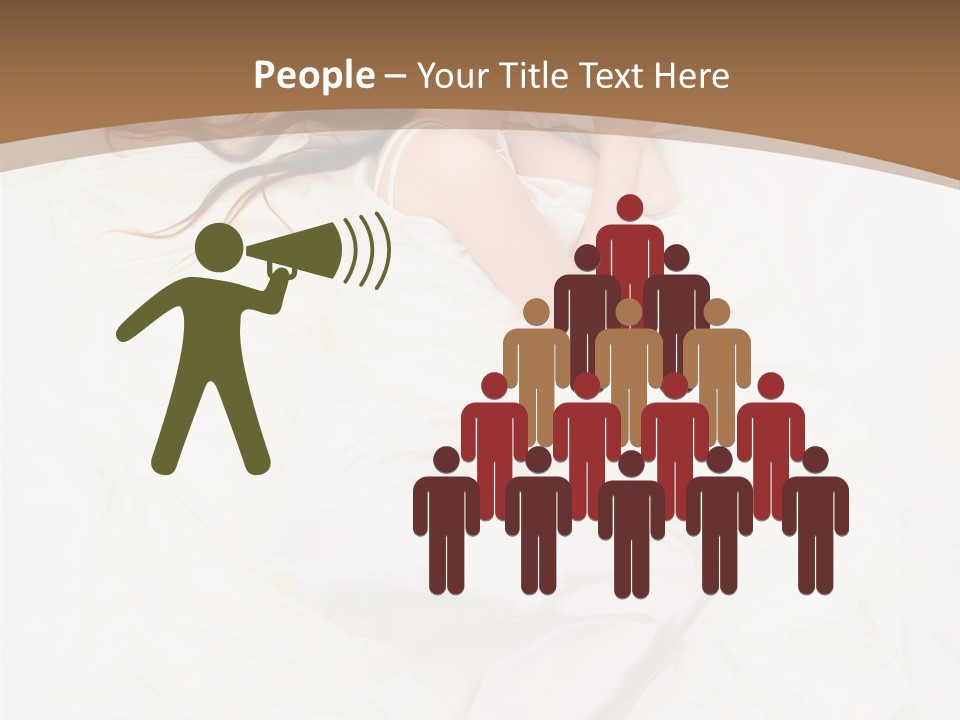 Above View Of Sleeping Woman Under White Satin Sheet PowerPoint Template