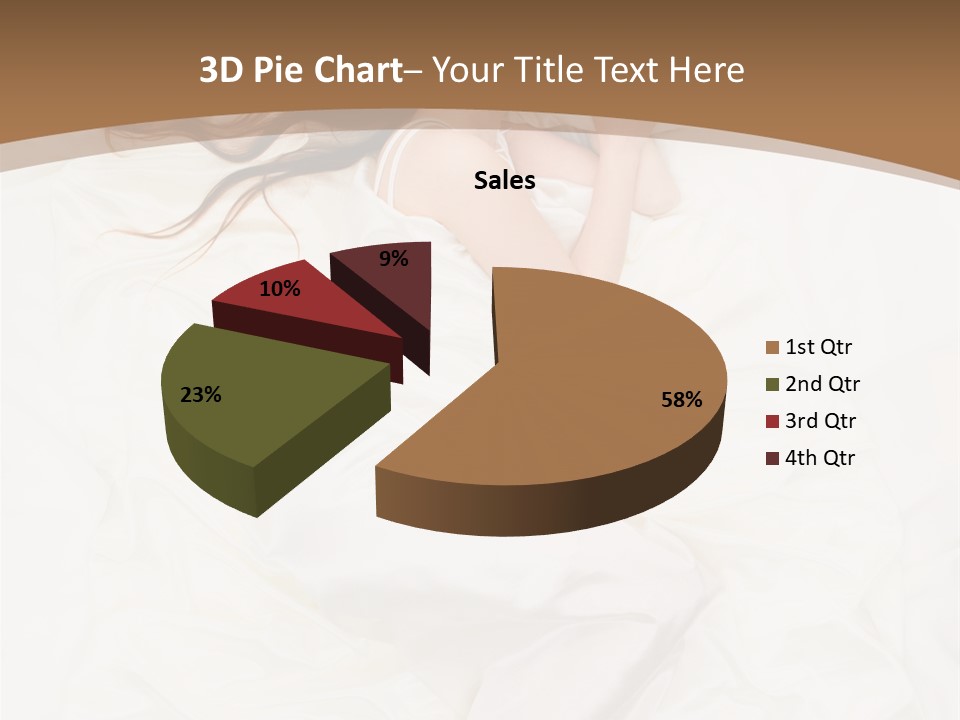 Above View Of Sleeping Woman Under White Satin Sheet PowerPoint Template