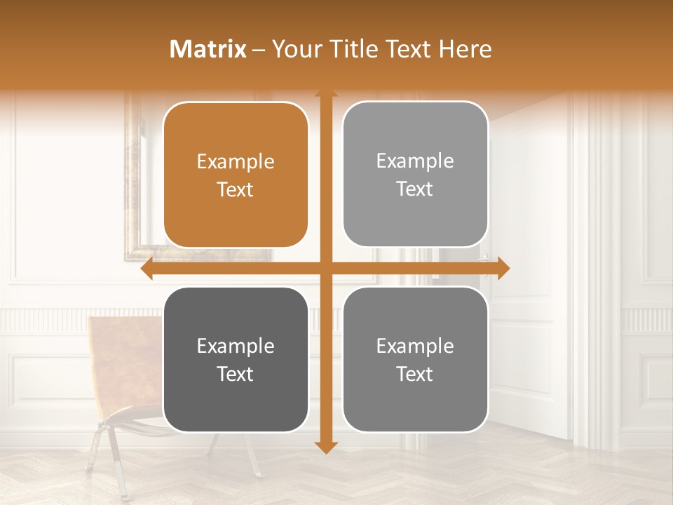 Classic White Interior With Chair Mirrors And Open Door PowerPoint Template