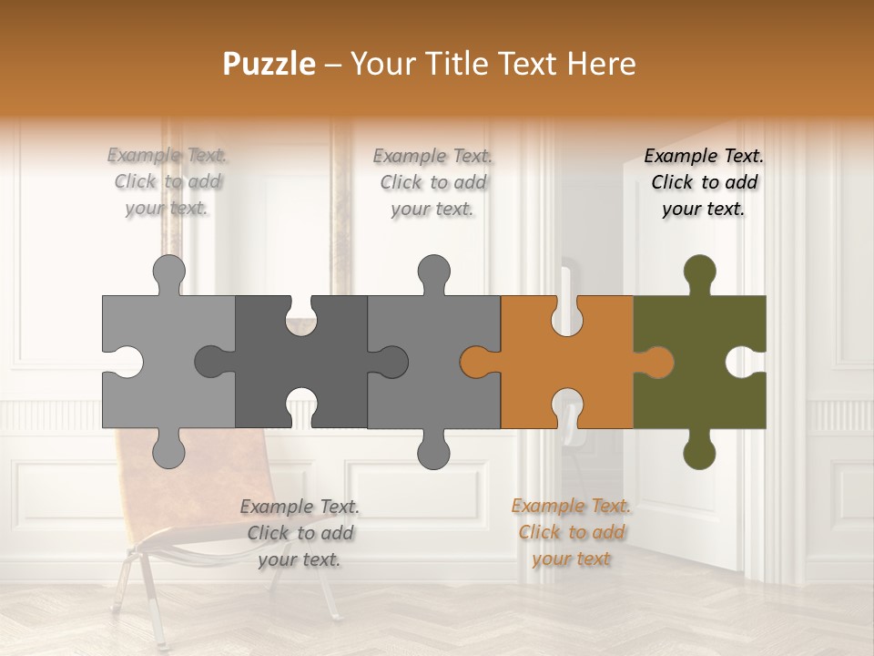 Classic White Interior With Chair Mirrors And Open Door PowerPoint Template