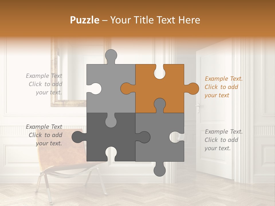 Classic White Interior With Chair Mirrors And Open Door PowerPoint Template