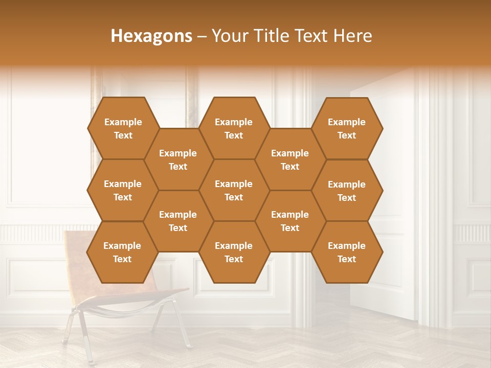 Classic White Interior With Chair Mirrors And Open Door PowerPoint Template