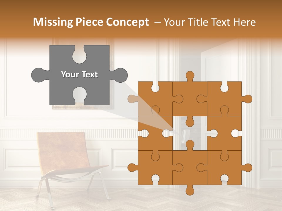 Classic White Interior With Chair Mirrors And Open Door PowerPoint Template