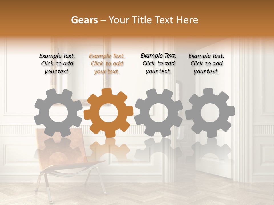 Classic White Interior With Chair Mirrors And Open Door PowerPoint Template