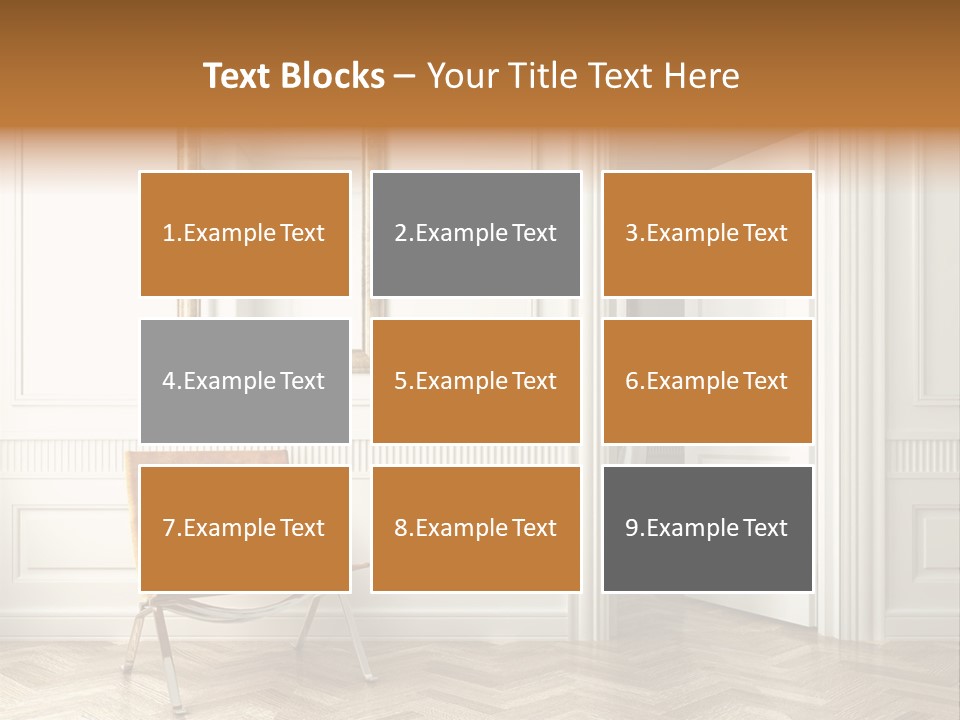 Classic White Interior With Chair Mirrors And Open Door PowerPoint Template