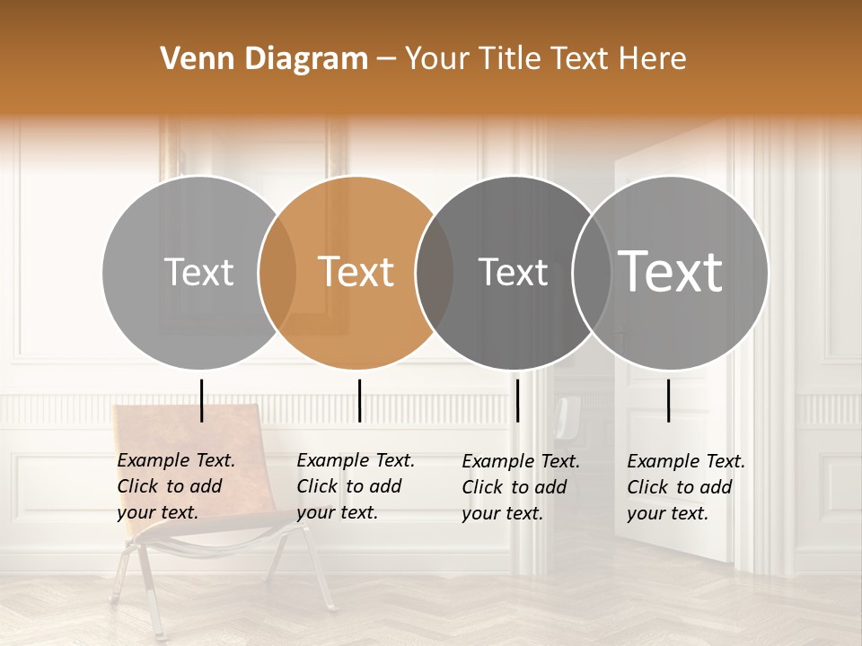 Classic White Interior With Chair Mirrors And Open Door PowerPoint Template