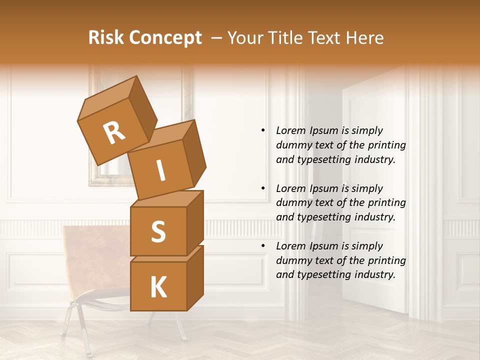 Classic White Interior With Chair Mirrors And Open Door PowerPoint Template