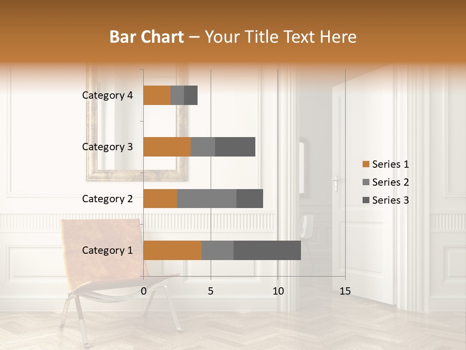 Classic White Interior With Chair Mirrors And Open Door PowerPoint Template