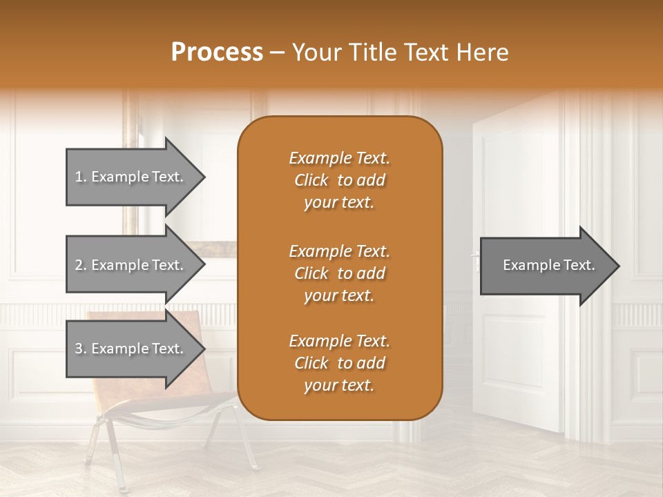 Classic White Interior With Chair Mirrors And Open Door PowerPoint Template
