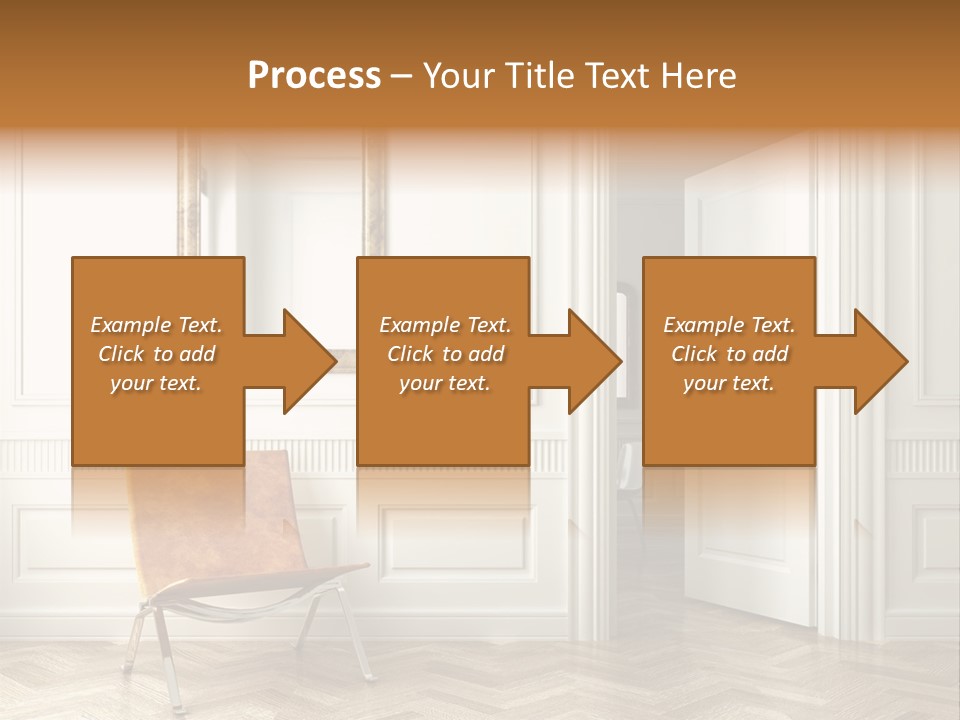 Classic White Interior With Chair Mirrors And Open Door PowerPoint Template