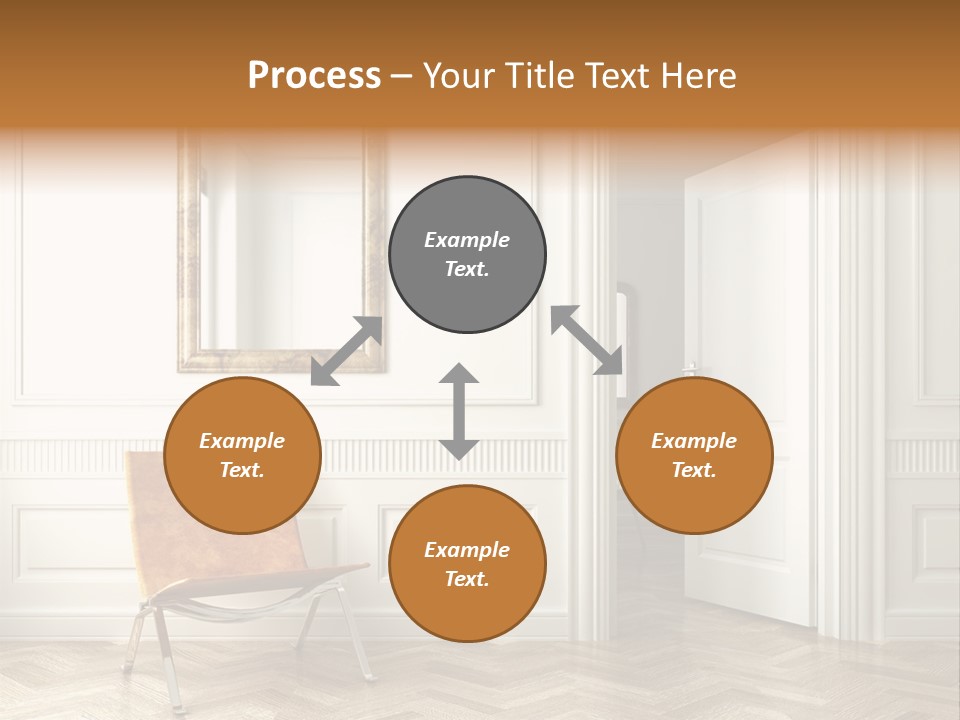 Classic White Interior With Chair Mirrors And Open Door PowerPoint Template