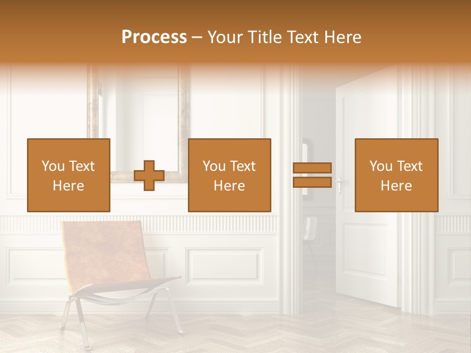 Classic White Interior With Chair Mirrors And Open Door PowerPoint Template