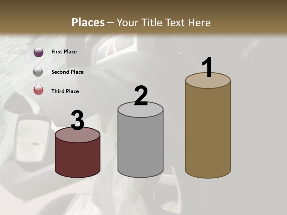 Look Inside A Wrecked Car With Airbag Deployed PowerPoint Template