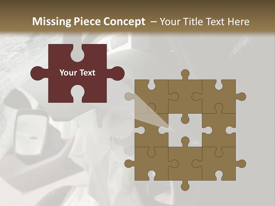 Look Inside A Wrecked Car With Airbag Deployed PowerPoint Template