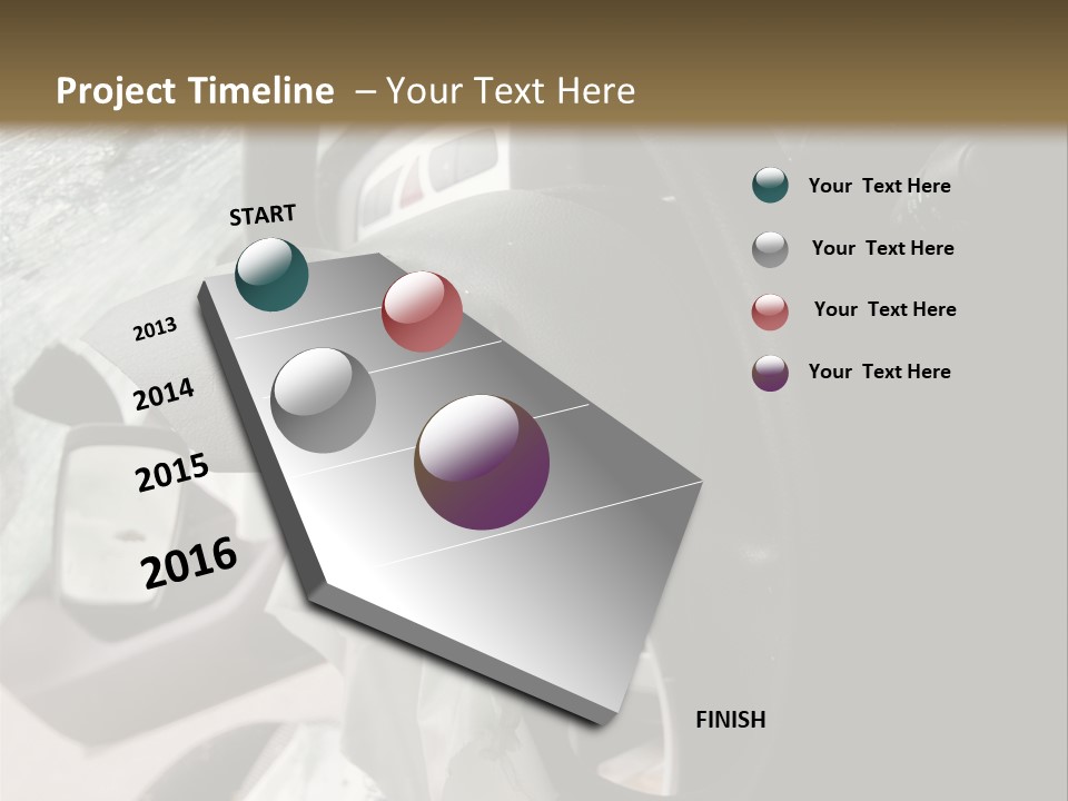 Look Inside A Wrecked Car With Airbag Deployed PowerPoint Template