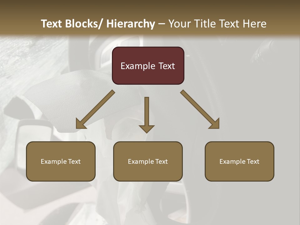 Look Inside A Wrecked Car With Airbag Deployed PowerPoint Template