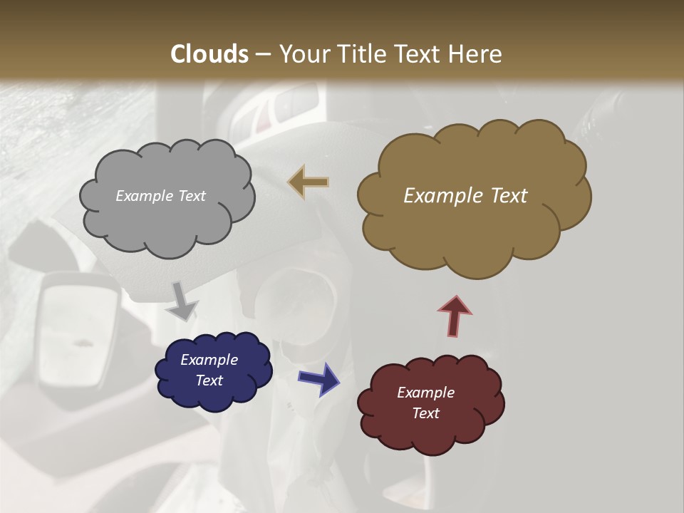 Look Inside A Wrecked Car With Airbag Deployed PowerPoint Template