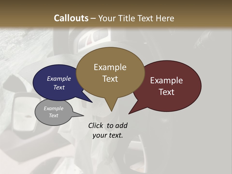 Look Inside A Wrecked Car With Airbag Deployed PowerPoint Template