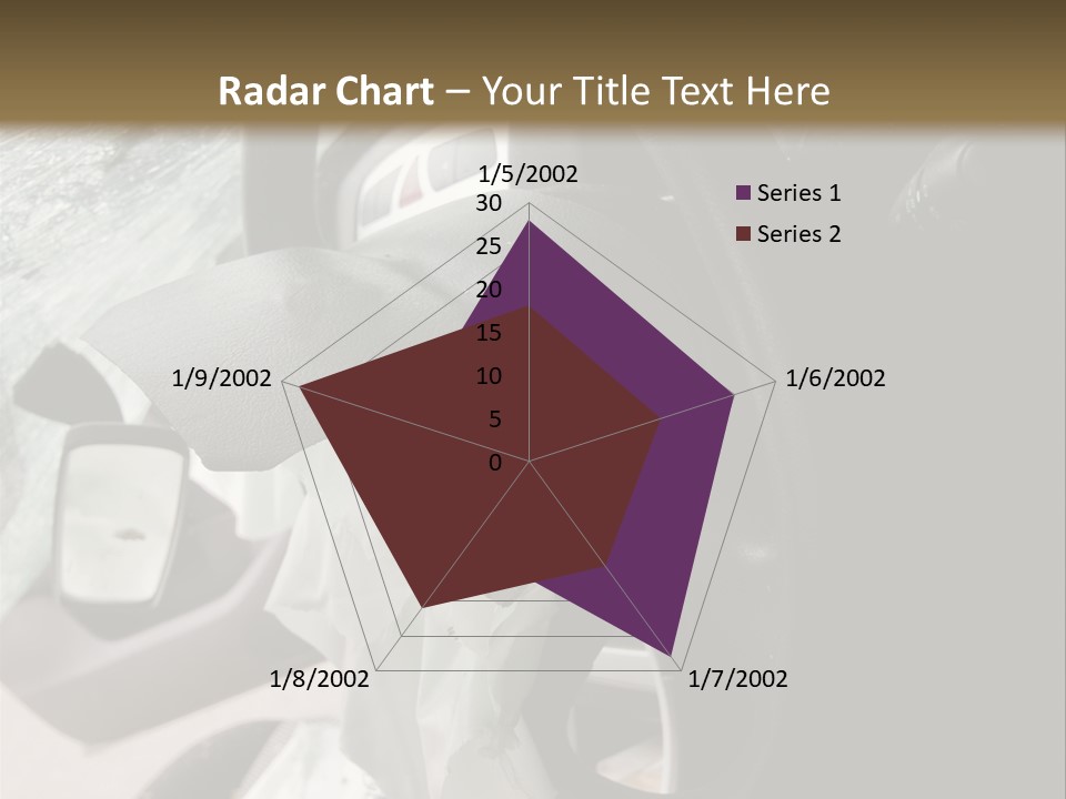Look Inside A Wrecked Car With Airbag Deployed PowerPoint Template