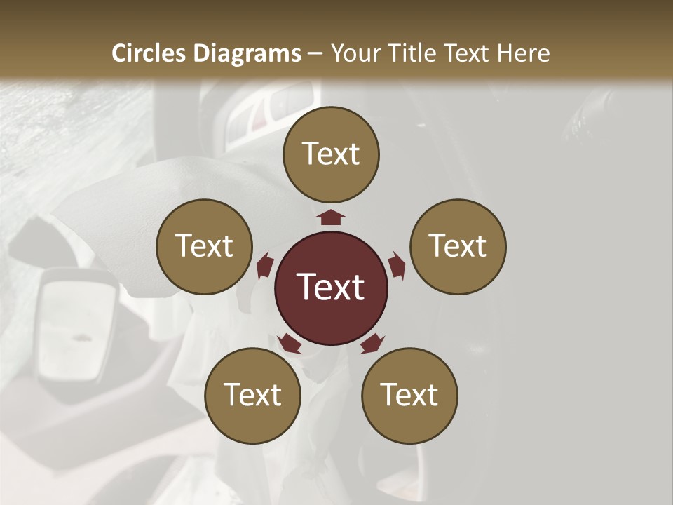 Look Inside A Wrecked Car With Airbag Deployed PowerPoint Template