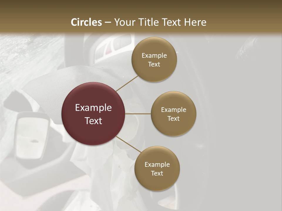 Look Inside A Wrecked Car With Airbag Deployed PowerPoint Template