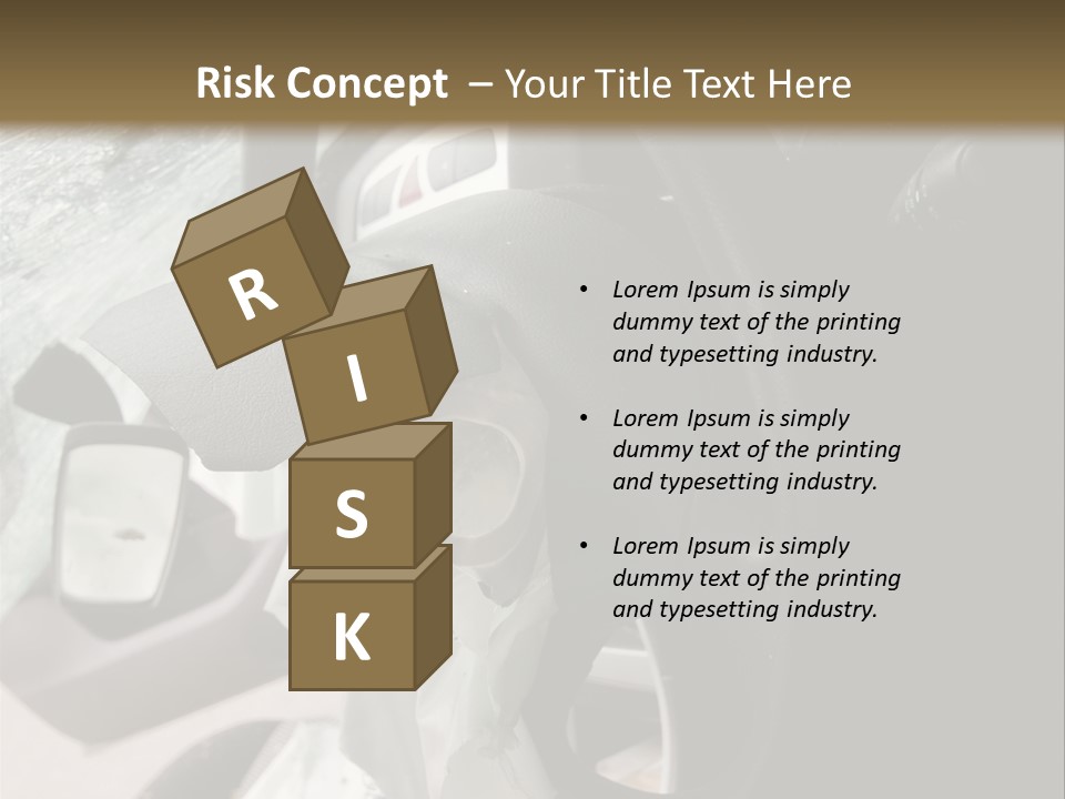 Look Inside A Wrecked Car With Airbag Deployed PowerPoint Template