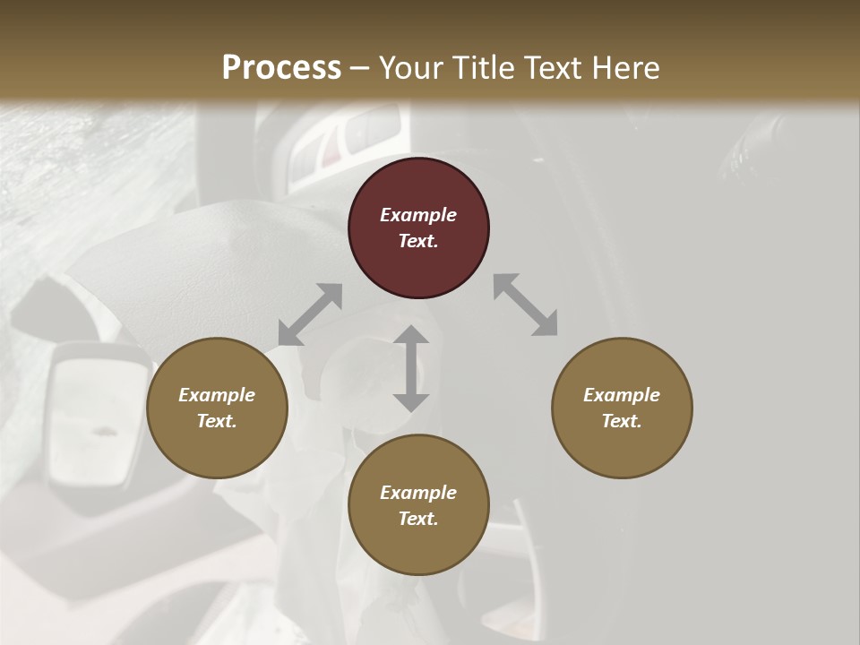 Look Inside A Wrecked Car With Airbag Deployed PowerPoint Template