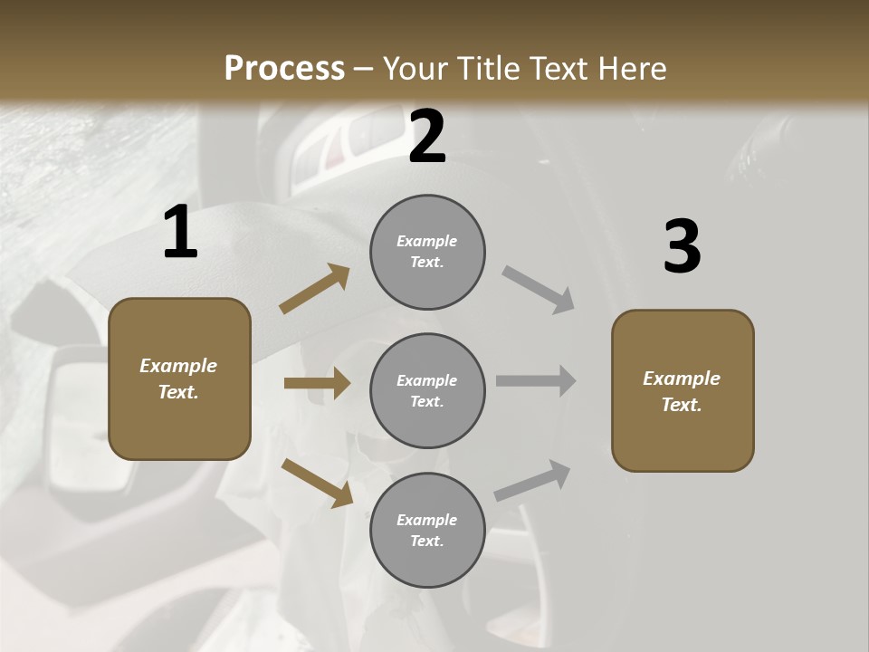 Look Inside A Wrecked Car With Airbag Deployed PowerPoint Template