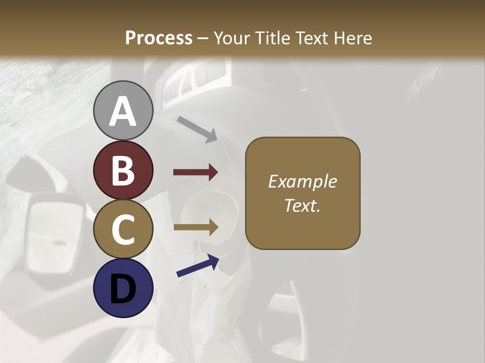 Look Inside A Wrecked Car With Airbag Deployed PowerPoint Template