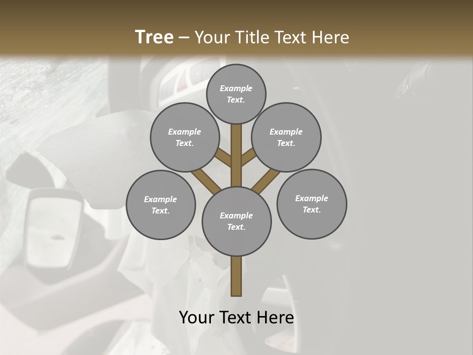 Look Inside A Wrecked Car With Airbag Deployed PowerPoint Template